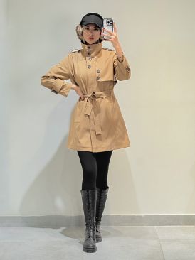 بارانی بلند یقه برشکا  کد 20352