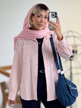 شومیز لینن دوجیب کد 20499