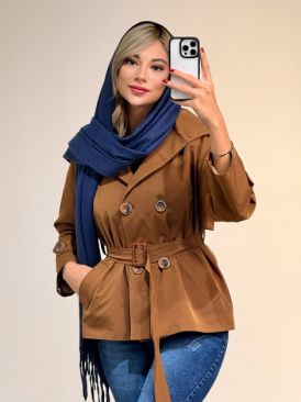 ترنچ کت یقه برشکا کد 20335 