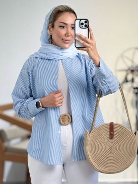شومیز راه راه یقه مردانه کد 20715 