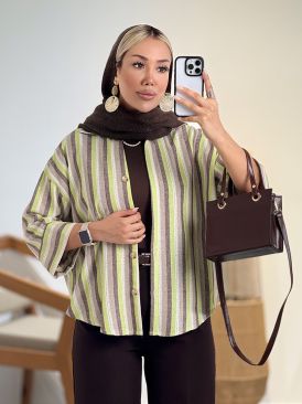شومیز لینن راه راه کد 20724 