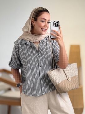 شومیز راه راه لینن باکسی کد 20794