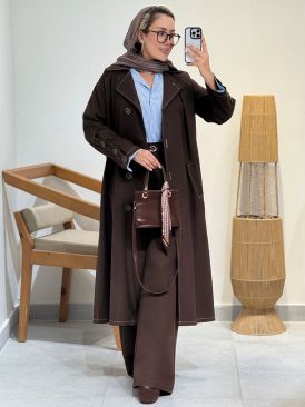 مانتو بلند پشت دکمه کد 20090