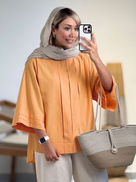شومیز لینن یقه گرد کد 20809