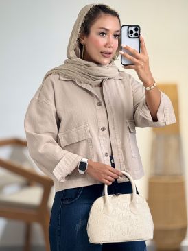 کراپ باکسی لینن حصیری کد 20954 
