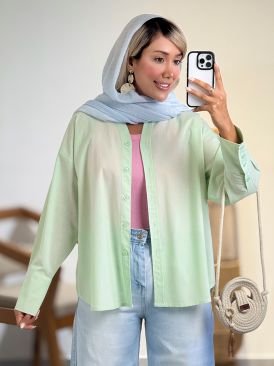 شومیز لینن آستین دکمه کد 21058