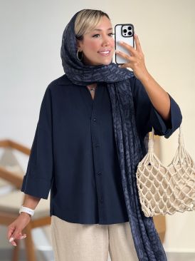 شومیز باکسی آستین پاکتی کد 21099