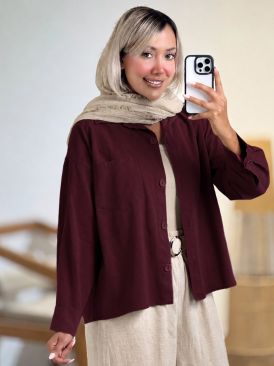 شومیز لینن رنگی تک جیب کد 21250