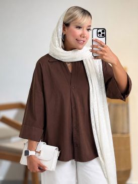 شومیز باکسی آستین پاکتی کد 21099