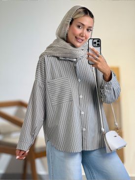 شومیز راه راه پایین هلال کد 21039 