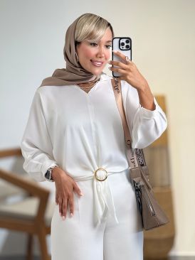 شومیز ساتن جلو گره ای کد 21047