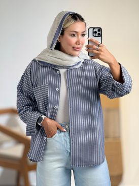 شومیز راه راه پایین هلال کد 21039 