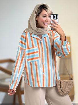 شومیز رنگی استریپ کد 21055