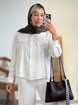 شومیز باکسی پیلی دار کد 21059