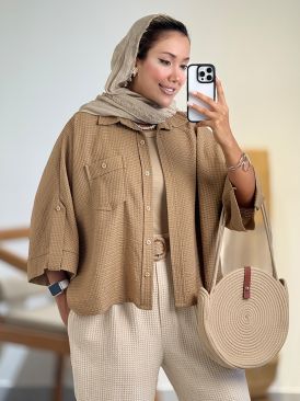 شومیز باکسی لینن حصیری کد 21067